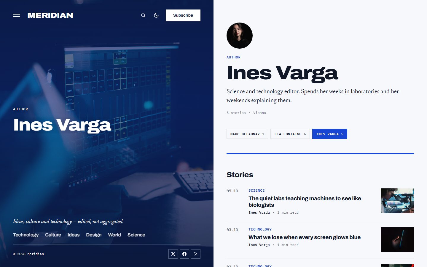 An author page