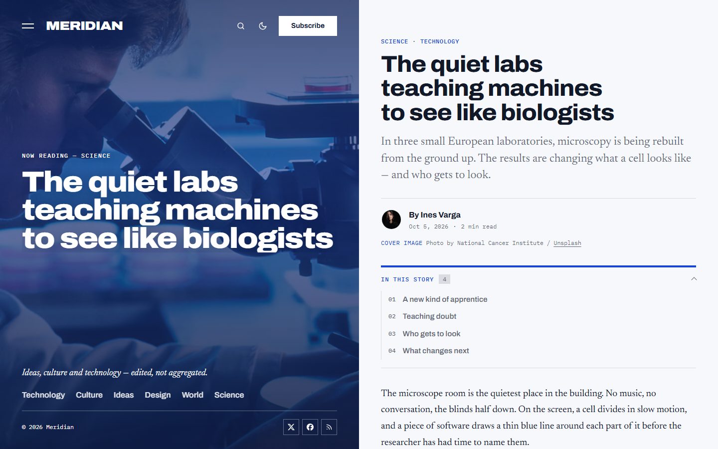 An article page in Cobalt